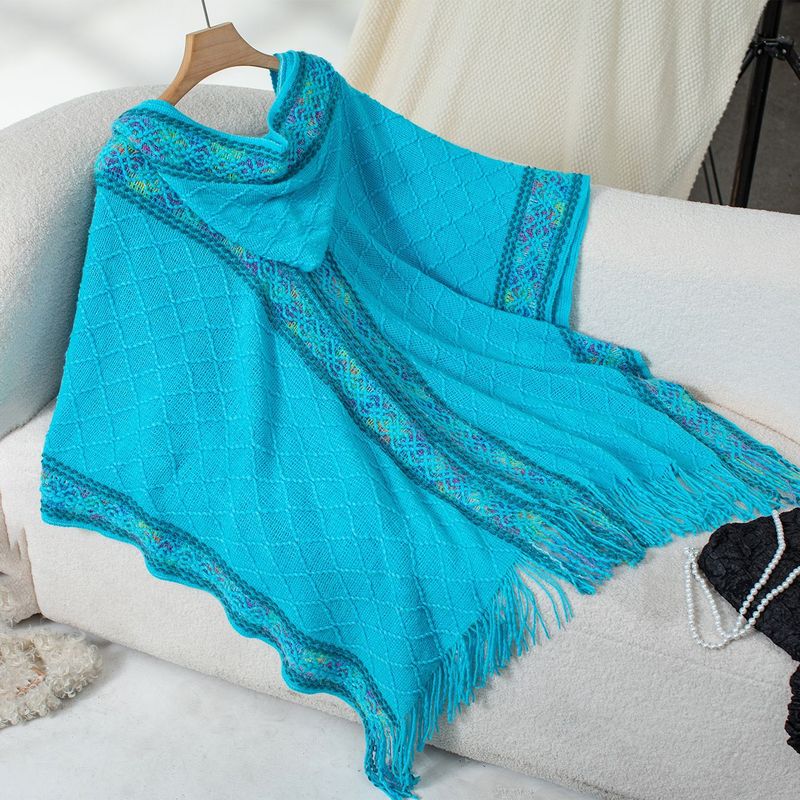 Ethnic style knitted hooded tassel cape sweater shawl lady's coat_voghion.com