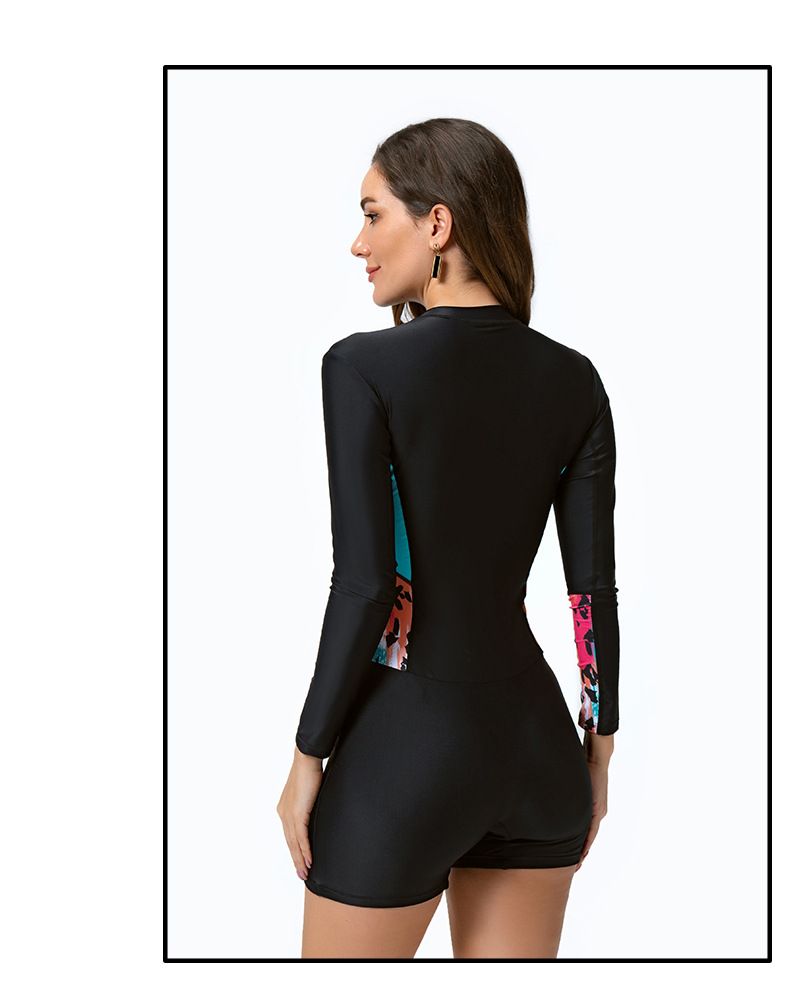 Maillot de bain une pièce à manches longues et fermeture éclair pour femme, maillot de bain une pièce pour le surf et la plongée_voghion.com