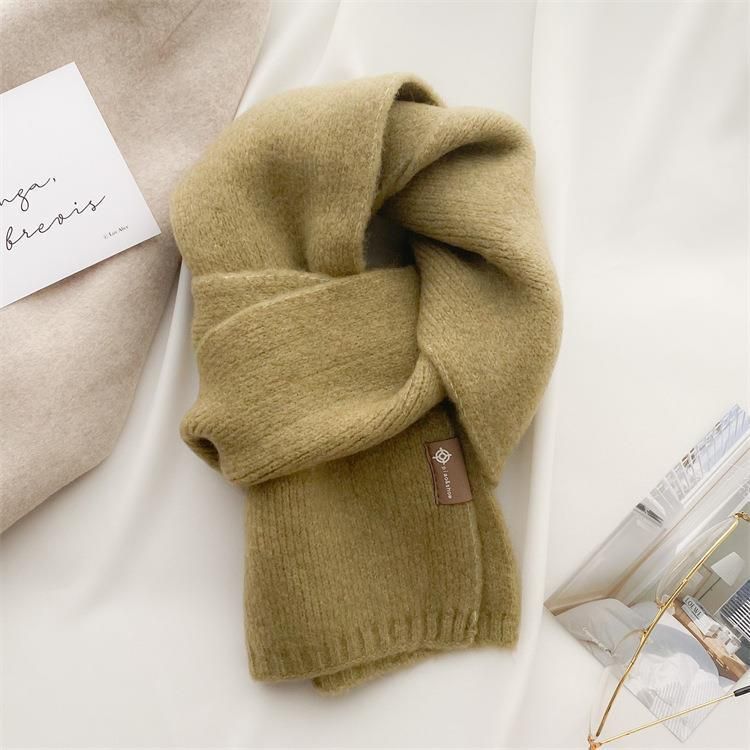 2025 New Trendy And Easy To Match Small Scarf Women's Autumn And Winter Soft Waxy Knitted Imitation Cashmere Neck Protection Scarf_voghion.com