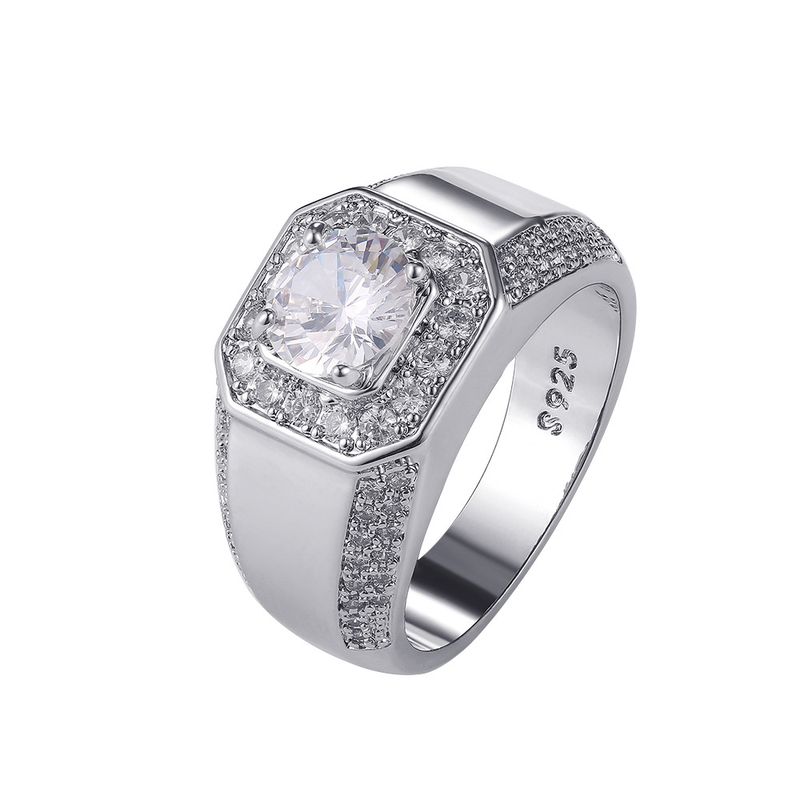 Bague de luxe exquise pour homme, plaquée argent, or blanc K, zircone simulé_voghion.com