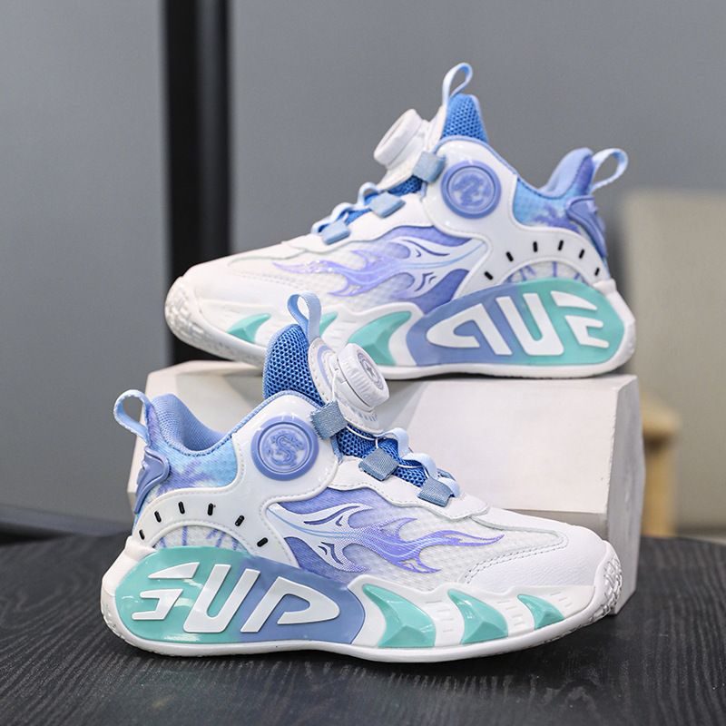 Children's Basketball Boys Spin Buckle Sports Friction Sound All-Season Mesh Breathable Lightweight Training Shoes Girls_voghion.com