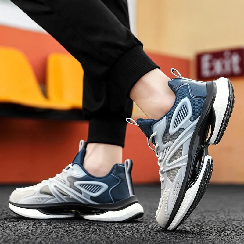 Scarpe da corsa sportive traspiranti con suola morbida, da uomo, con suola in mesh bianco, personalizzabili, con MOQ basso, luminose e casual._voghion.com