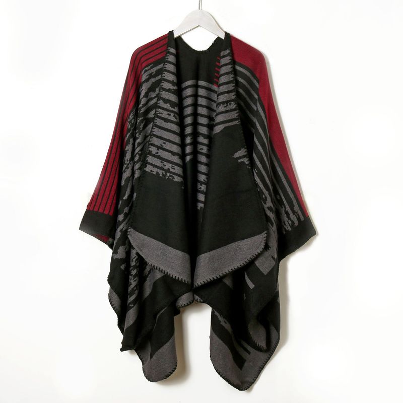 Nouveau grand châle pour femme en automne et en hiver, enveloppe chaude, manteau en tricot de style ethnique, cape photo de voyage Xizang_voghion.com