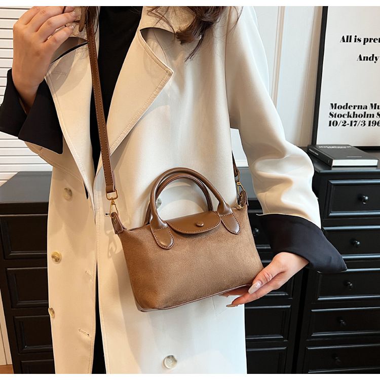 Autumn and winter new dumpling dragon bags, Xiang niche single shoulder crossbody bag, high-end suede handbag_voghion.com