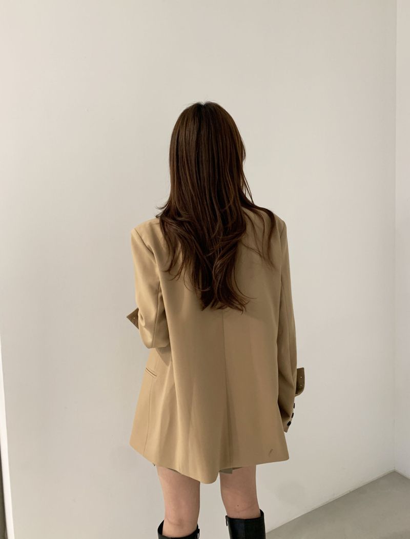 2024 Outono/Inverno Novo Melad Dress Up Coreano Chique Clássico Marrom Cinza Terno Casaco_voghion.com