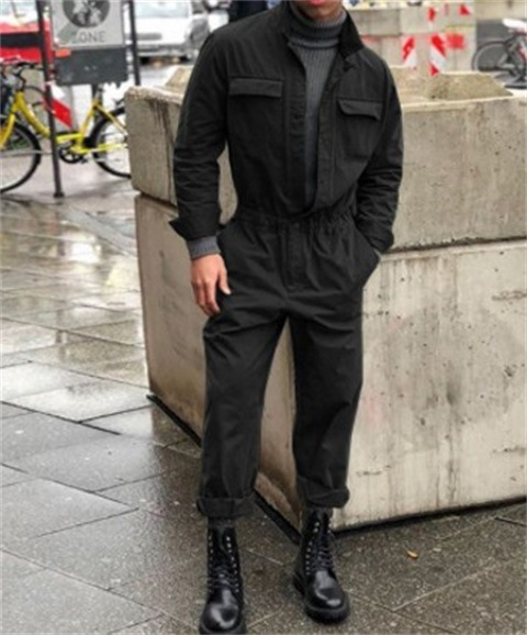 Winter neue lässige mode für männer einfarbig top lange ärmel + lose hosen stehkragen kleidung casual anzug_voghion.com