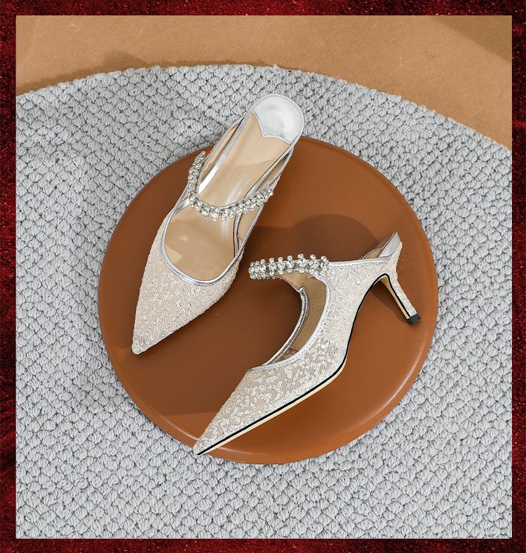 Grape Mom Studio Lee ~ Frühlings- und Sommersandalen mit spitzen Zehen und hohem Absatz, Baotou Mueller-Halbschuhe, Damen_voghion.com