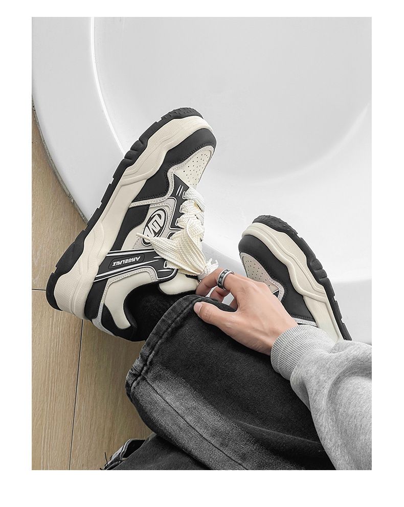 Gu Que pár egyedi tervezésű női fekete-fehér panda főutcai kenyér sokoldalú vastag talpú sport- és hétköznapi deszkacipő_voghion.com