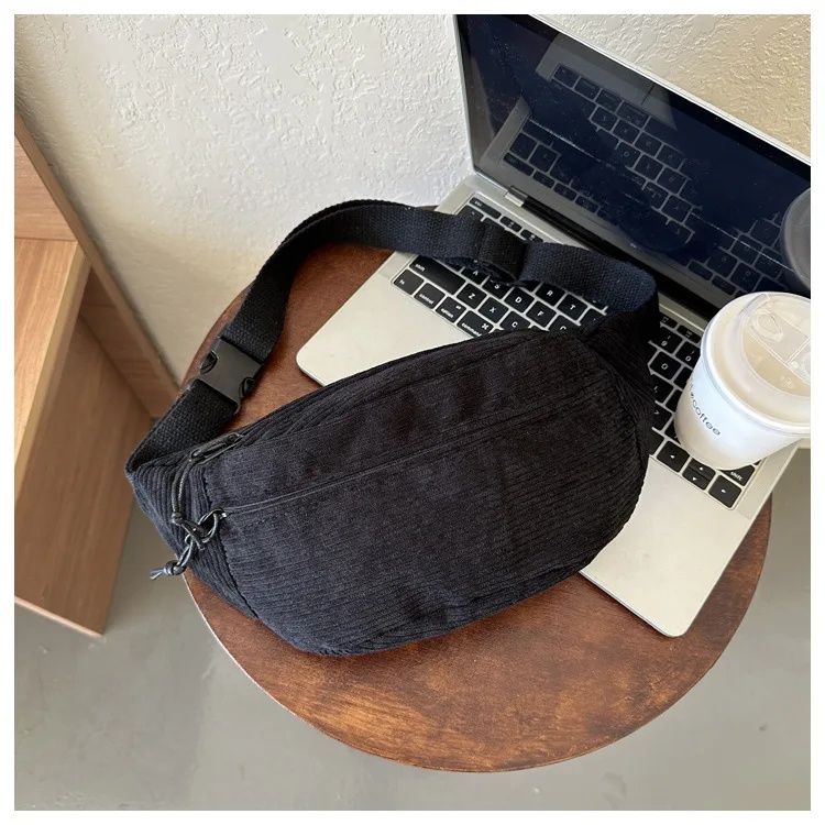 Borsa a tracolla da donna in velluto a coste, in tela, per studenti, 2025, marsupio, alla moda, con cintura a banana per telefono femminile_voghion.com