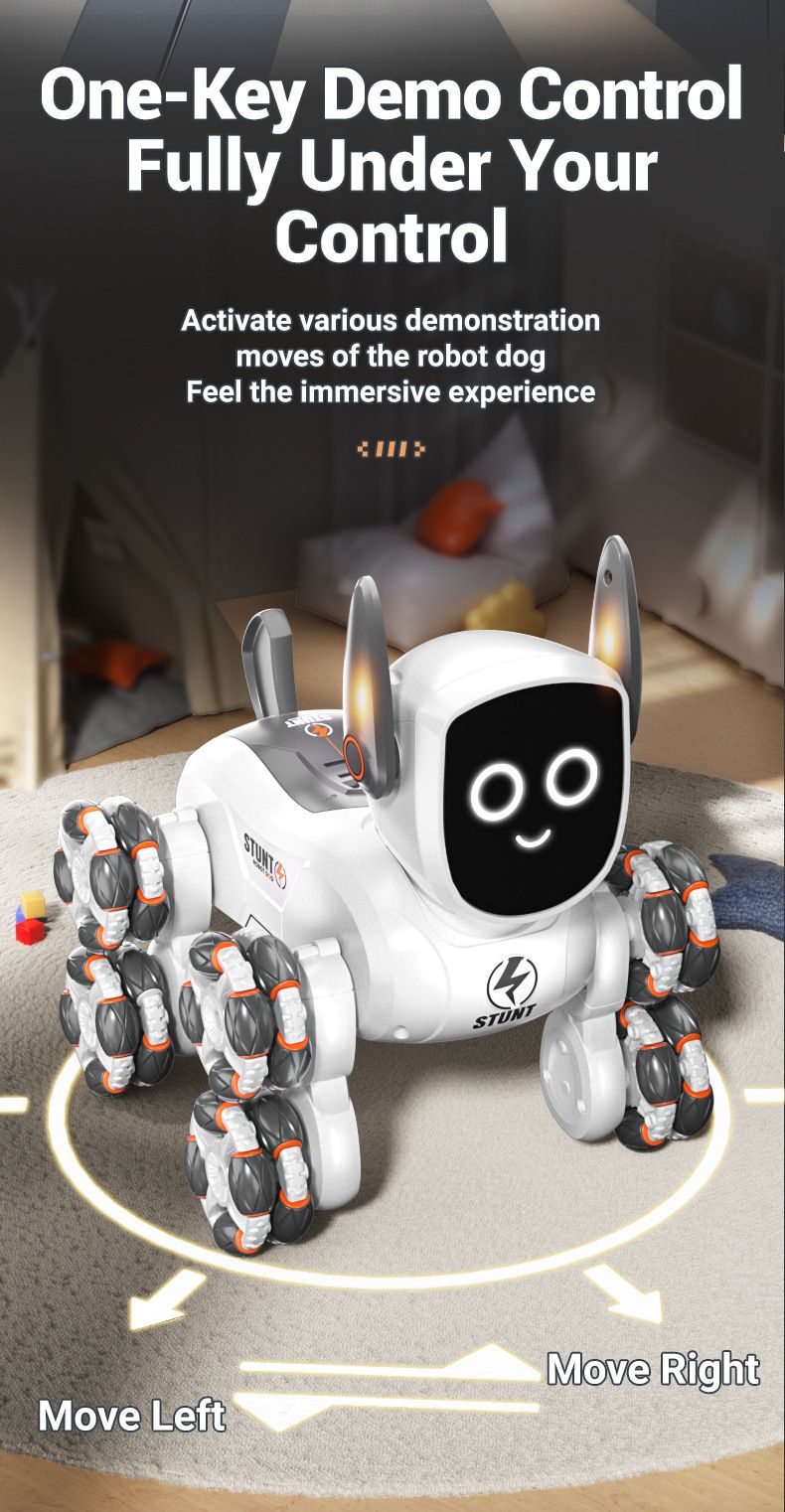 JJRC Sınır Ötesi Yeni Sekiz Tekerlekli Akıllı Akrobasi Mekanik Köpek Hareket Algılama Uzaktan Kumandalı Robot Köpek Çocuk Elektrikli Oyuncak_voghion.com