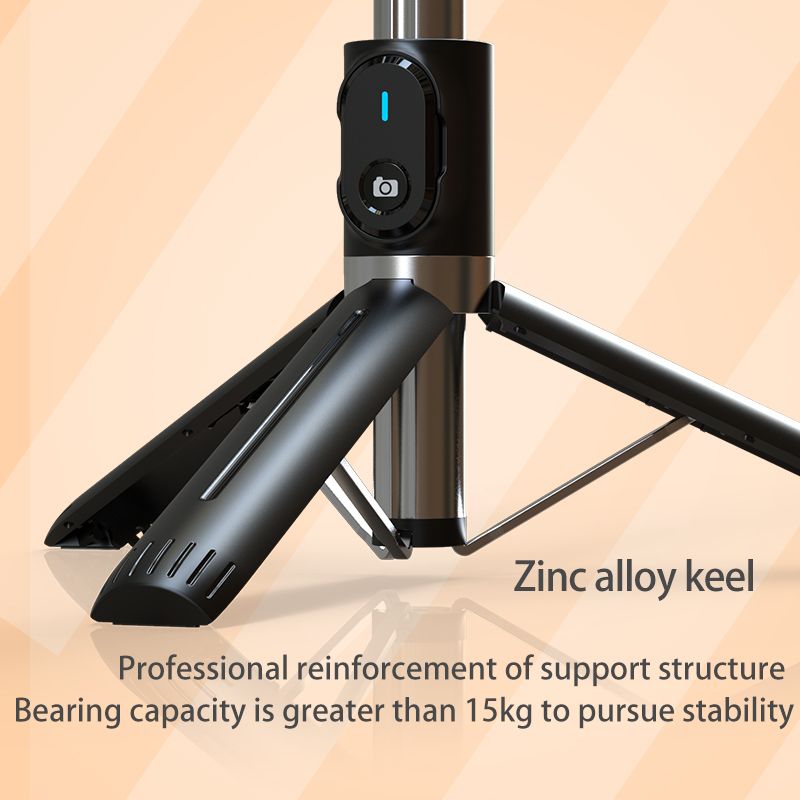 Supporto per telefono pieghevole con treppiede per selfie Bluetooth wireless con luce di riempimento, telecomando per riprese con smartphone iOS Android_voghion.com