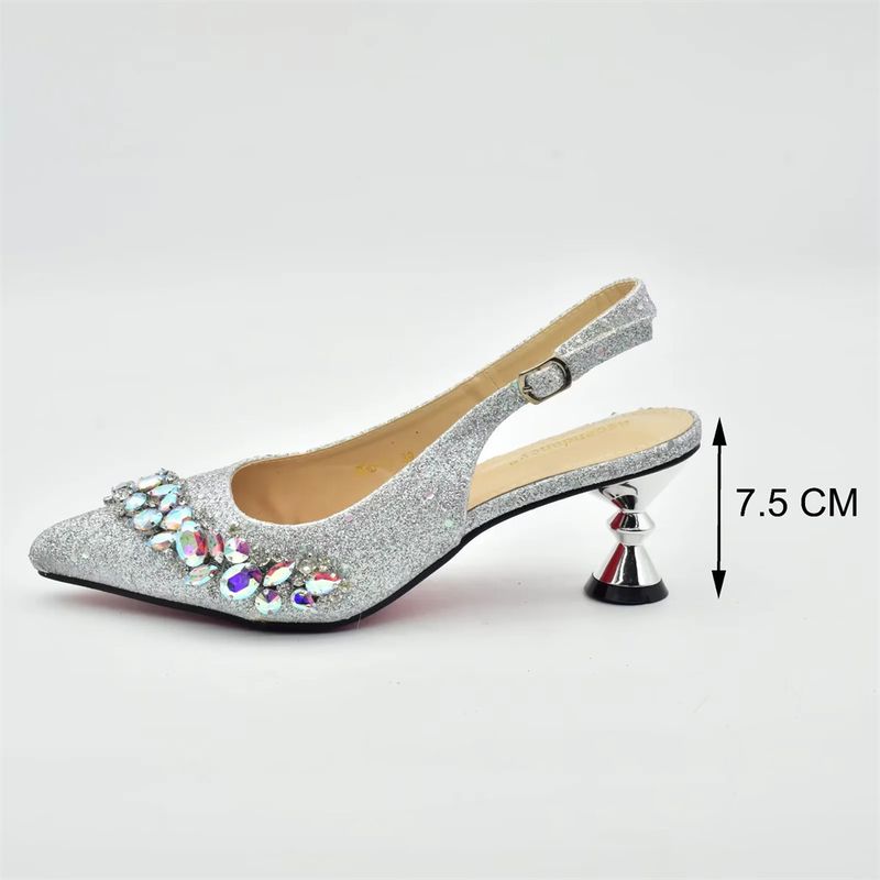 Vintage Diamant-Set klobige Sandalen mit Abendessen Tasche Set Mode Design Strass Abendtasche_voghion.com