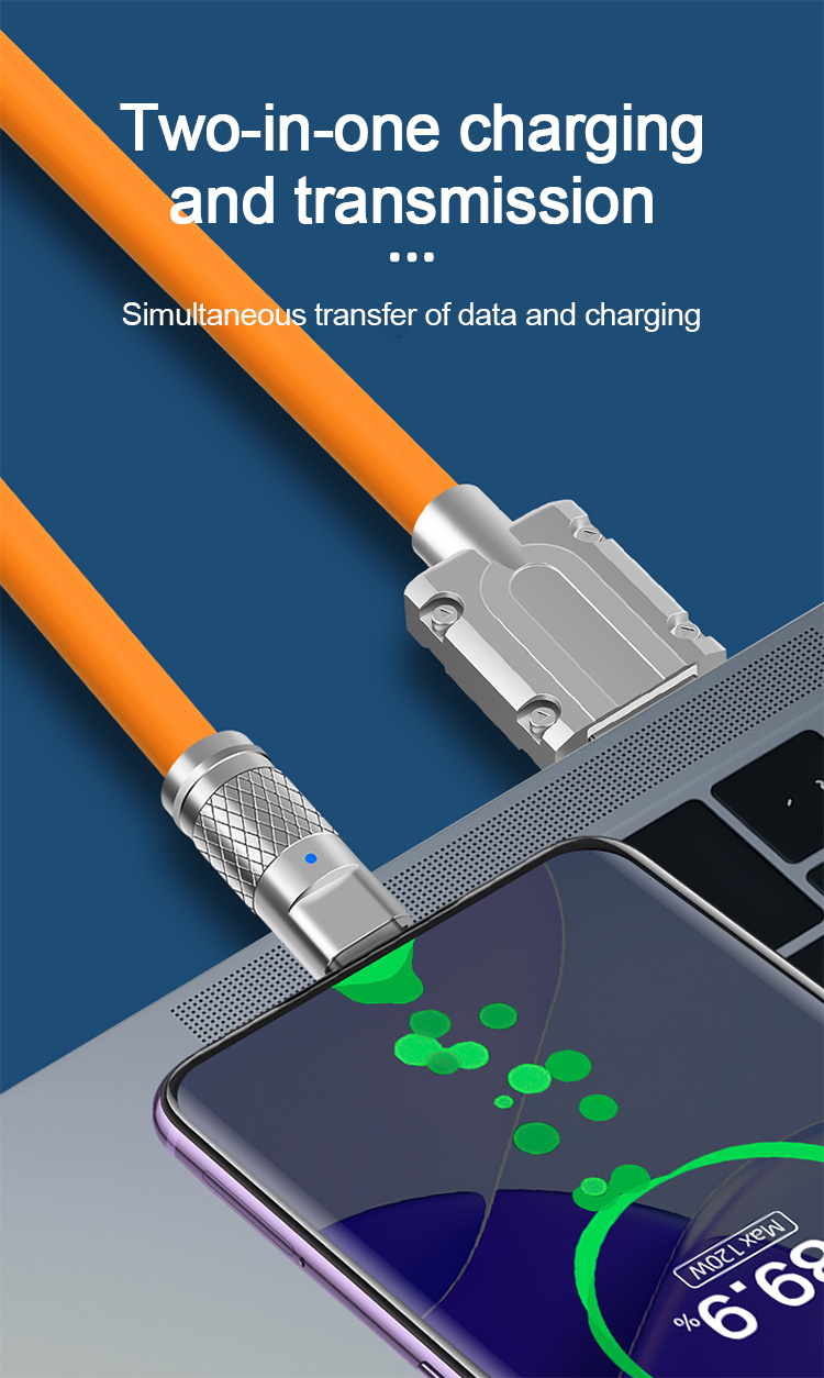 fast 120W ultra charging Type-C liquid silicone cable 6A fast charging micro USB cable suitable for Xiaomi Huawei_voghion.com