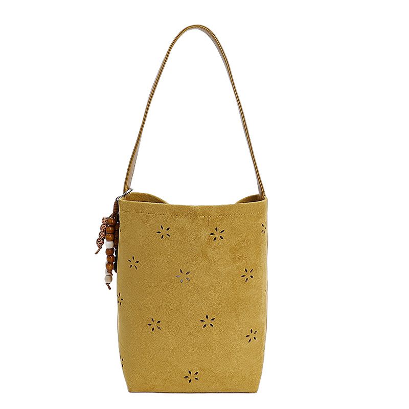 Borsa a secchiello in pelle scamosciata di grande capacità, stile coreano, elegante, da donna, nuova, 2025, con tracolla singola_voghion.com