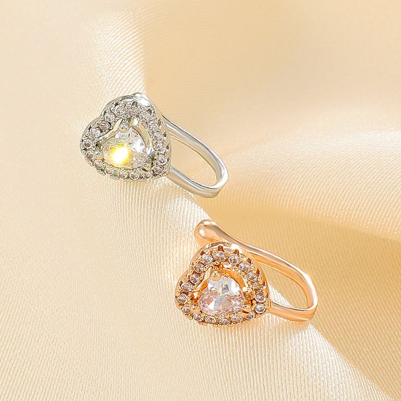 Copper-inlaid Zircon U-shaped Nose Clip Perforation-free False Puncture Nose Ring Nose Nail for Men and Women _voghion.com
