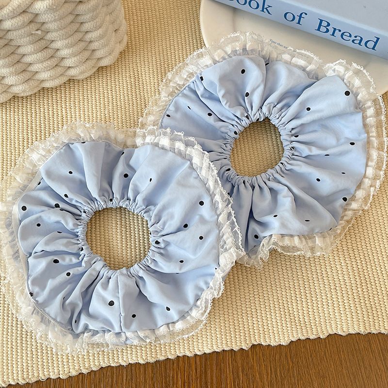 Koreanische Version des Sommers Lace Edge Polka Dot Haar Locken High-End-Mädchen Pferdeschwanz Große elastische Haar-Accessoires_voghion.com