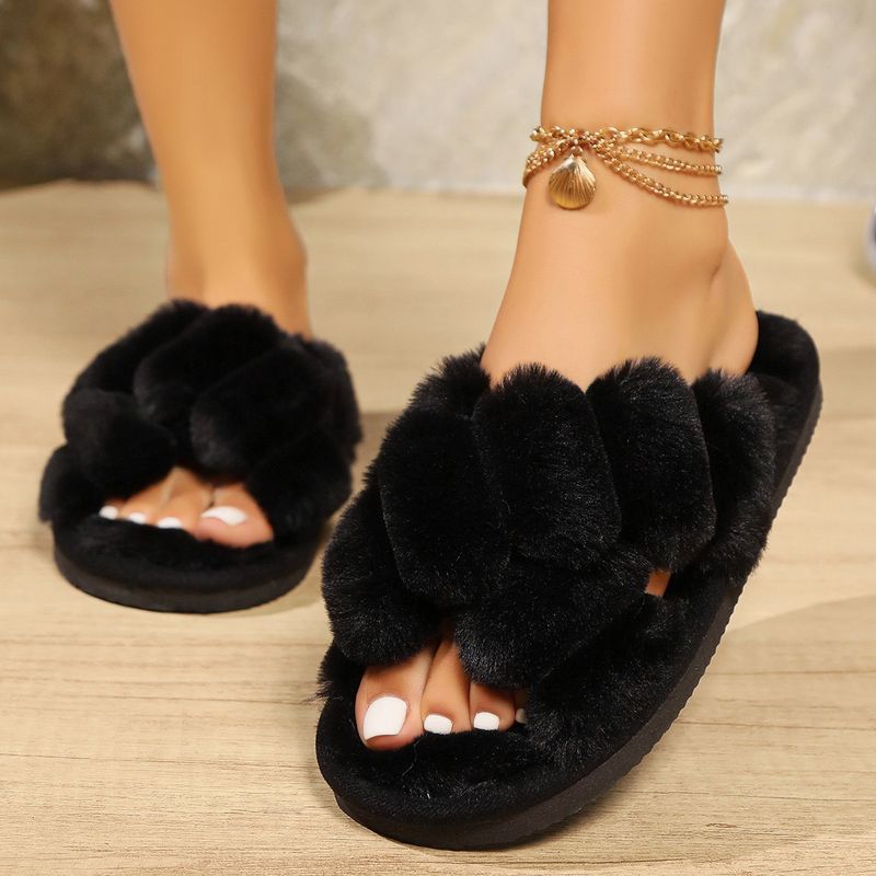 Pantofole soffici da donna, autunno e inverno, antiscivolo, con fondo spesso, pantofole di cotone pelose a forma di luna_voghion.com