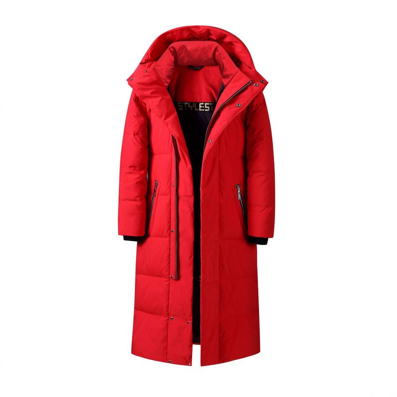 Herrenbekleidung Unisex Langer Daunenmantel mit Kapuze – Ultrawarme Winterjacke für extreme Kälte (-30 °C), wasserdicht und atmungsaktiv, 600 Fill Power Entendaunen_voghion.com