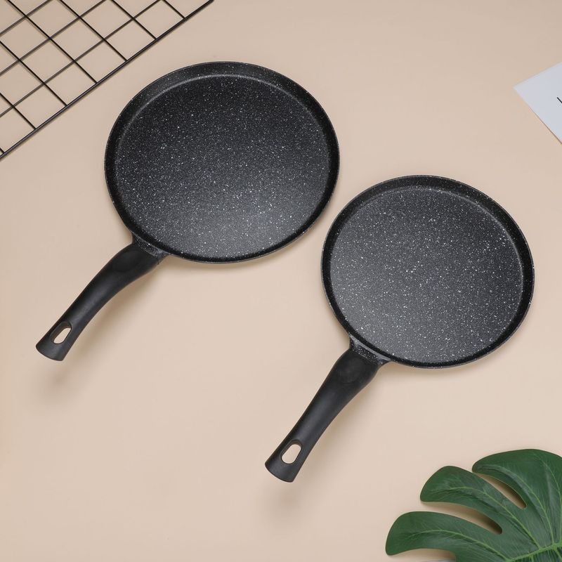 Non-Stick Frying Pan Granite Coating - Eggs, Pancakes, Steak & More - Universal Induction & Stove Compatibility (Includes Spatula & Oil Brush)_voghion.com