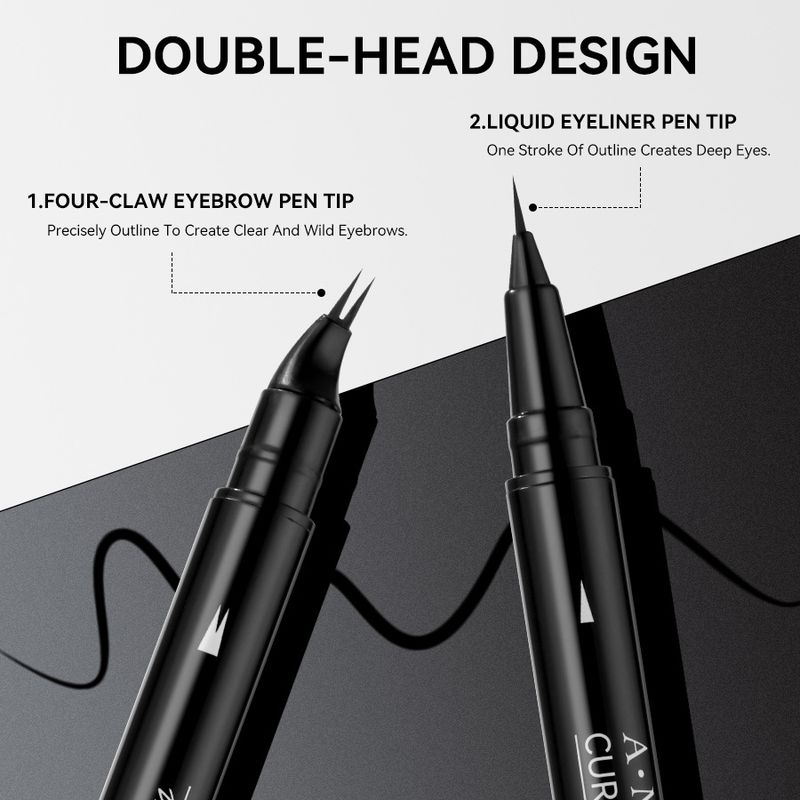AMG Çift Başlıklı Eyeliner ve Çatal Kaş Kalemi - Suya Dayanıklı, Terlemeye Dayanıklı, Bulaşmaya Dayanıklı, Belirgin Kaş Kalemi_voghion.com