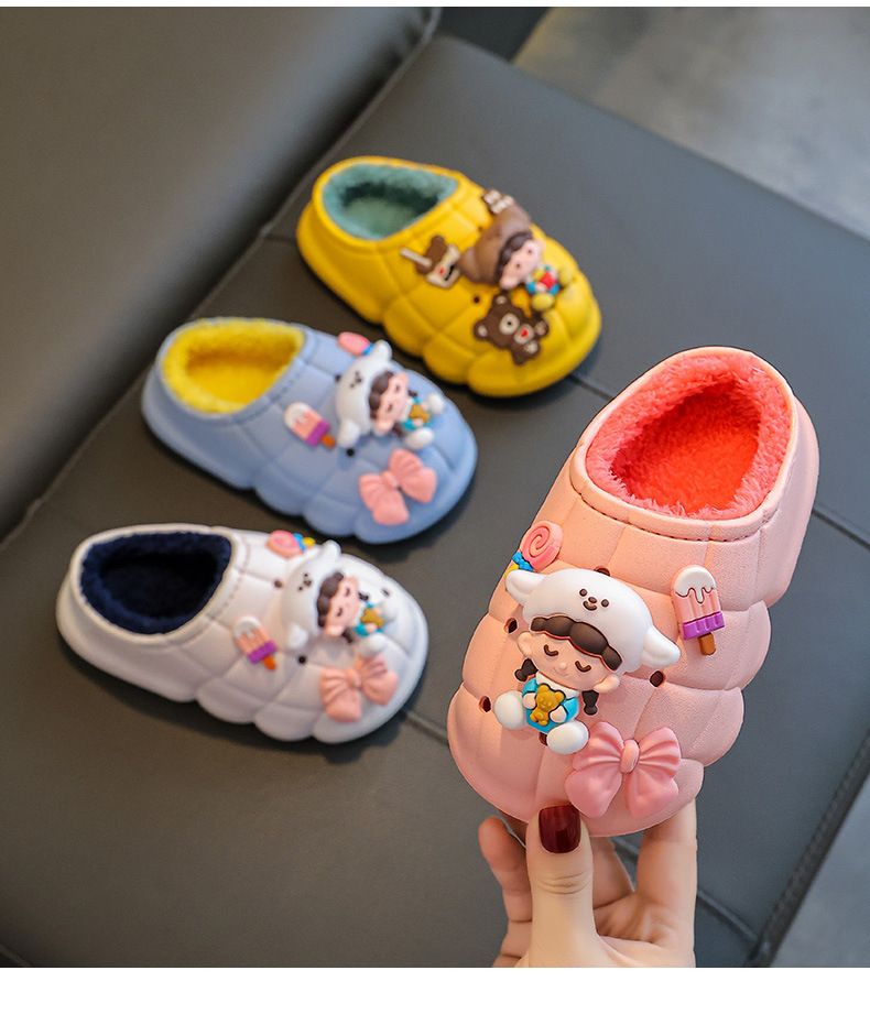 Pantofole per bambini foderate in pile per mamma e bambini - Pantofole invernali antiscivolo per bambini piccoli e ragazzi (da 1 a 11 anni) - Impermeabili e calde per interni ed esterni_voghion.com