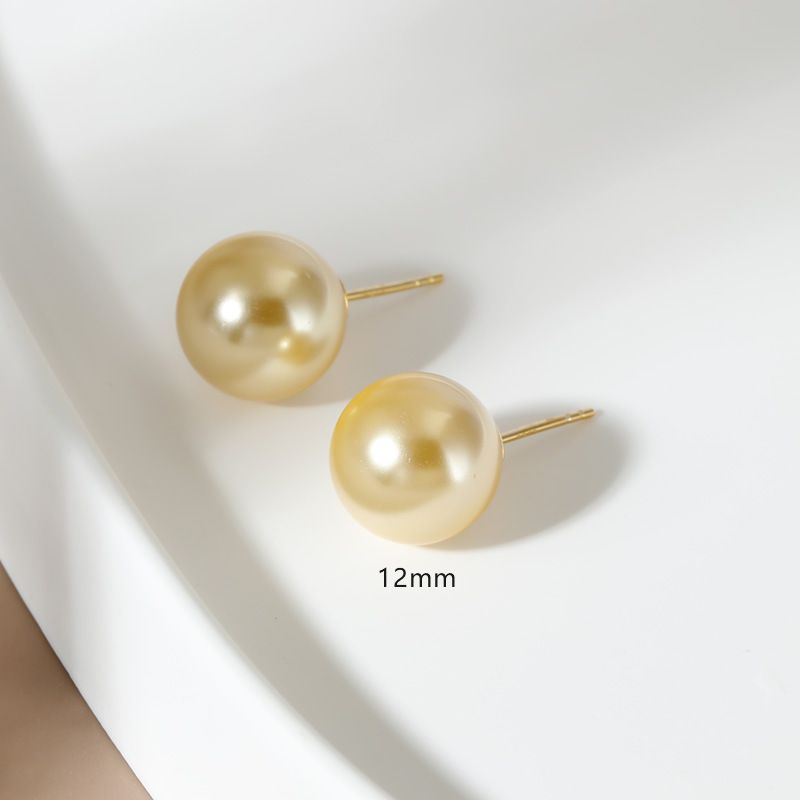 Corea del Sud Fever stesso stile orecchini a bottone in argento con perle rotonde, nicchia femminile, luce, lusso, elegante, semplice, tutti abbinabili, orecchini popolari_voghion.com