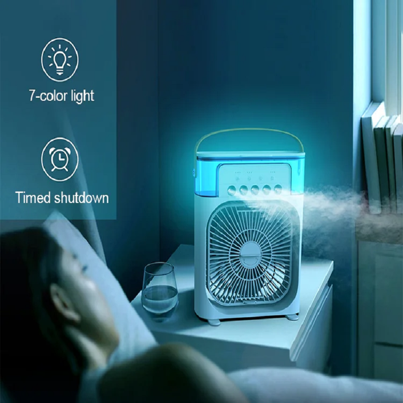 Prijenosni klima uređaj mini ventilator za hlađenje zraka USB električni hladnjak zraka ovlaživač zraka pročišćivač 7 boja svjetlosnih ventilatora raspršivanje vode maglica zabava_voghion.com