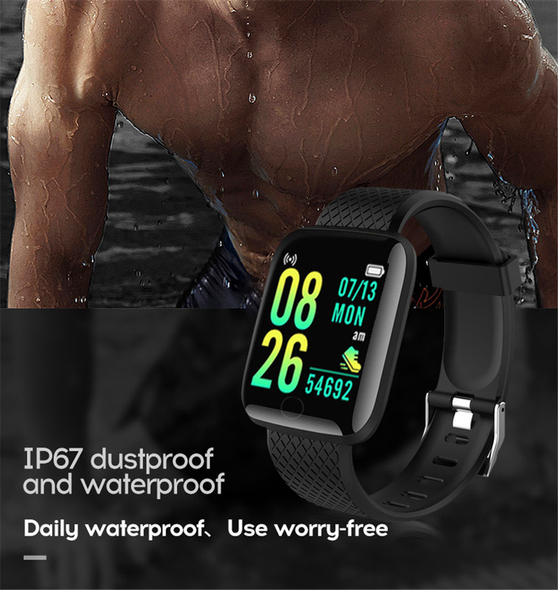 116plus Akıllı Saat Erkek Kan Basıncı Su Geçirmez Akıllı Saat Kadın Kalp Atış Hızı Monitörü Fitness Takipçisi Saat Spor Android IOS İçin_voghion.com