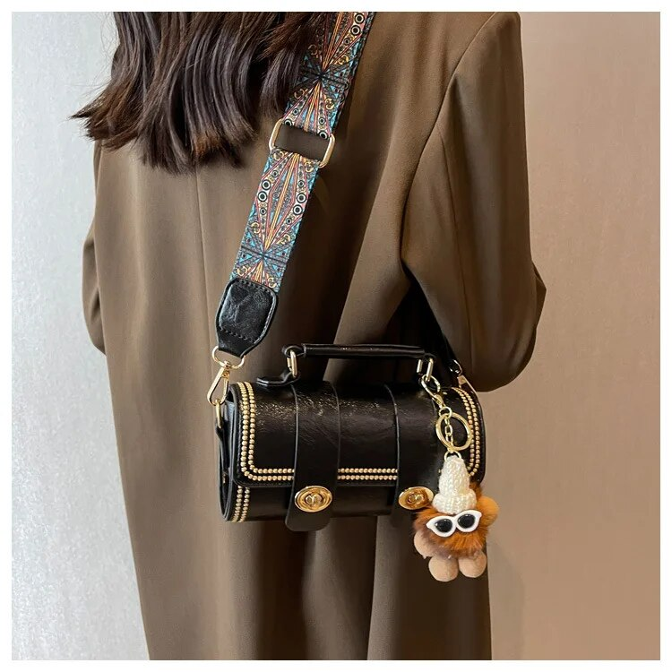Mini Rtro Fmal Bags PU Lathr Fashion Cross Body Handbags With Advancd Sns Singl Shouldr Portabl Cylindr_voghion.com