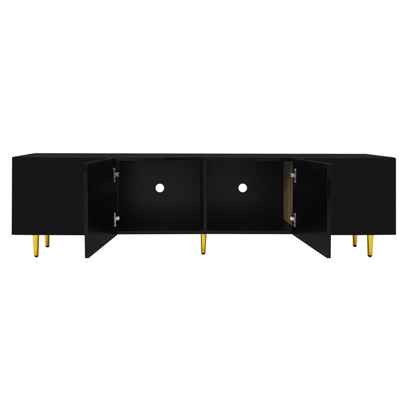 Ensemble meuble TV et table basse noir brillant moderne_voghion.com