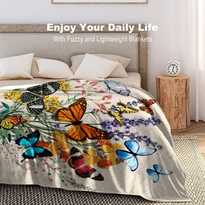 Manta de mariposa, hermosa manta de mariposa, franela súper suave, manta vintage con diseño de mariposa, regalo para niños y adultos_voghion.com