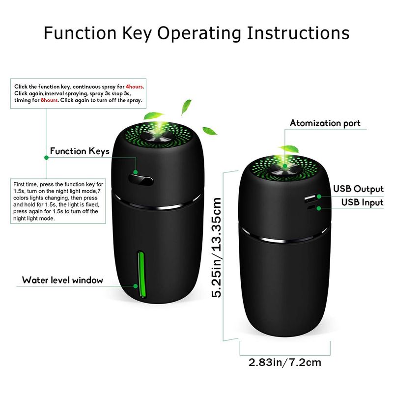 300ml(Max)USB Mini Air Humidifier Car Aroma Essential Oil Diffuser Home USB Fogger Mist Maker LED Night Lamp Accessories_voghion.com