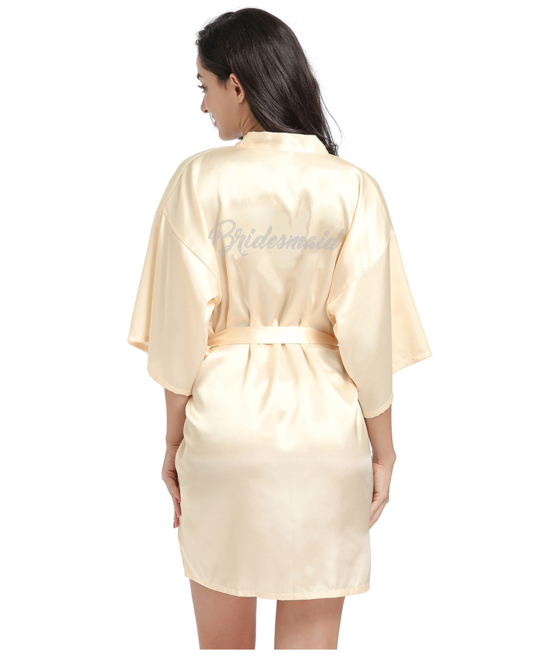 Underwear Wedding Sisters Girlfriends Group Silk Thin Cardigan Nightgown Hot Diamond Bridesmaid Bridesmaid Morning Gown_voghion.com