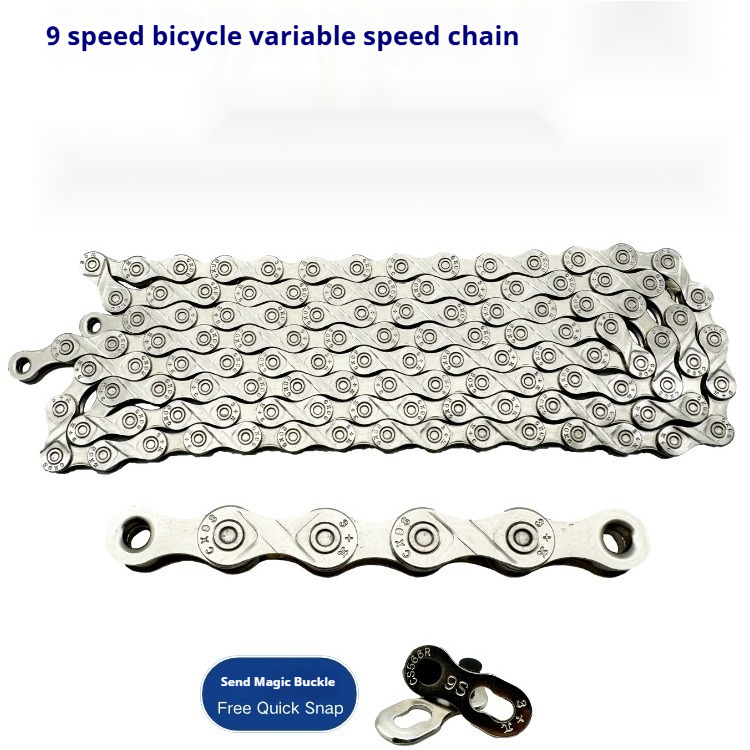 Accessoires à 9 vitesses à haute résistance à la traction, vélo de route de montagne argenté brillant, chaîne de vélo 116L_voghion.com
