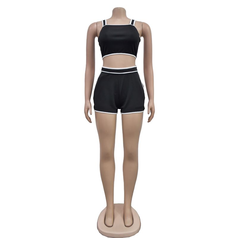 Abbigliamento da donna Pantaloncini con bretelle tinta unita Set da due pezzi da donna_voghion.com