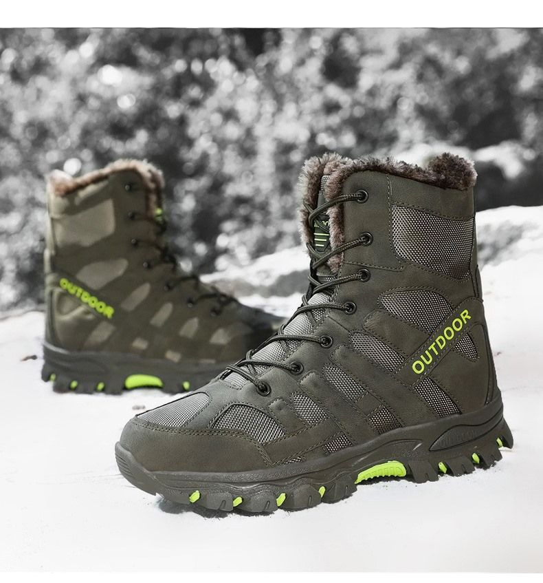 Bottes d'hiver de marque pour hommes, bottes de neige épaisses et chaudes, à lacets, bottines pour hommes, bottes de moto imperméables pour hommes, taille 47_voghion.com