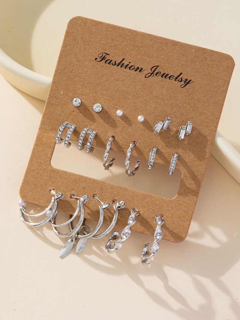 Women’s Jewelry Set Fashion Hot Selling Gold And Silver Color Preserving Large Earrings Pearl Crosses Multiple Pairs Of Women's Earring Sets_voghion.com