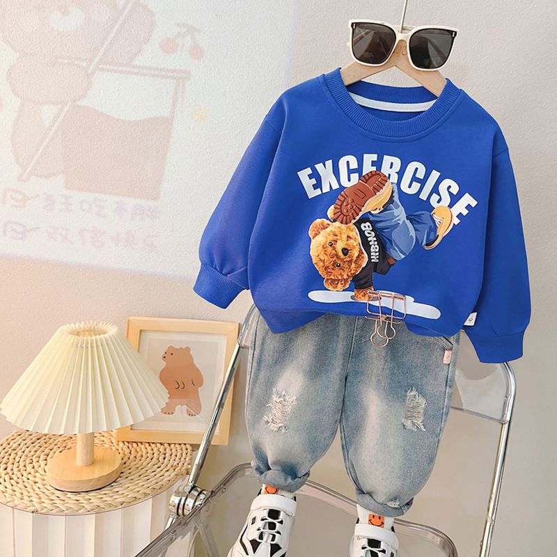 Set di abbigliamento per bambini 2024, abbigliamento primaverile e autunnale con stampa western per bambini, felpa con cappuccio a maniche lunghe con dinosauro per ragazzi, due_voghion.com