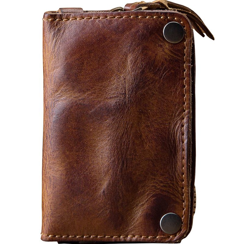 Cowhide For Men Genuine Multifunctional Large Capacity Car Key Wallet Vegetable Tanned Leather Card Holder Coin Purse_voghion.com