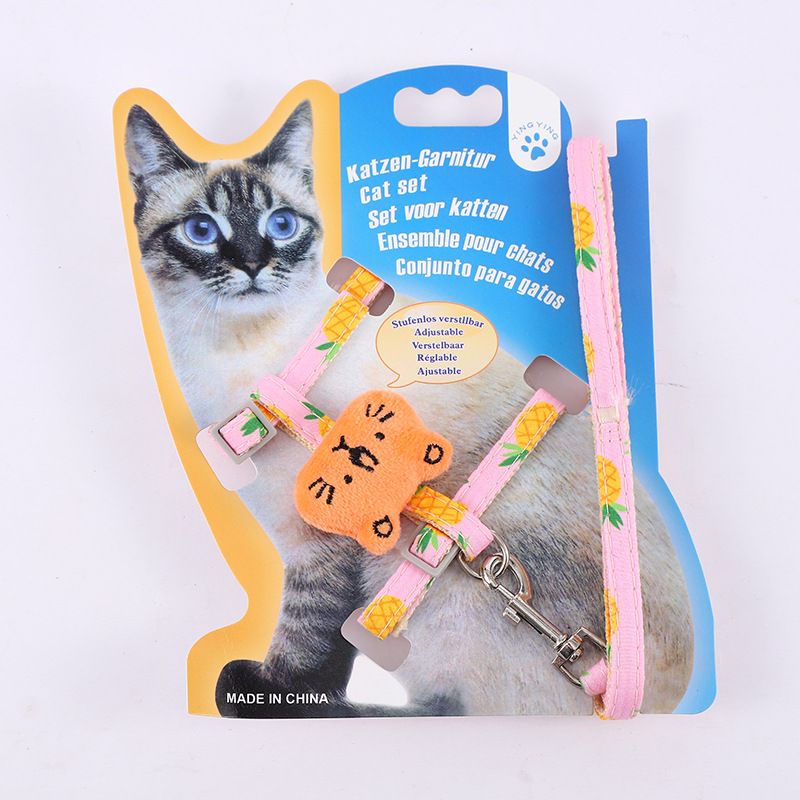 Pet Leash Printed Cat Harness Kitten Patch Anchor Chain_voghion.com