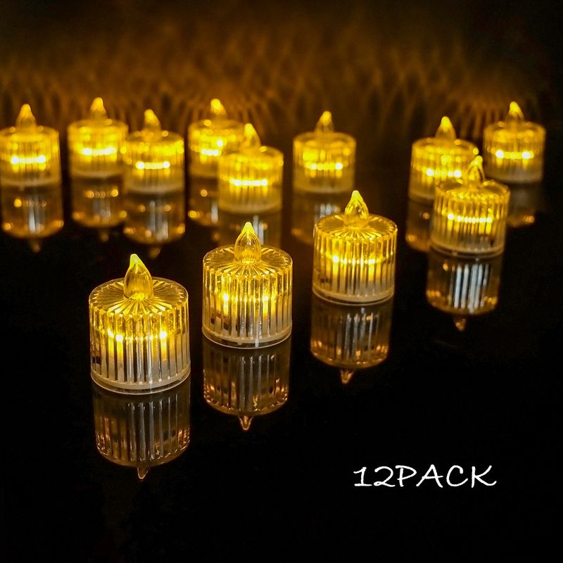 Flameless LED Tea Lights - Crystal-Clear Battery Candles For Christmas, Valentine’s Day & Home Decor (12-Pack, Warm White Flicker Or Multicolor)_voghion.com