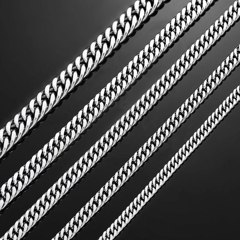 Stainless Four-Sided Polished European And American Hip-Hop Unisex Personality Cuban Necklace Titanium Steel Jewelry_voghion.com