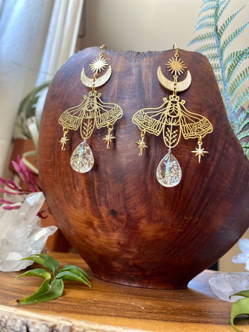 Ohrringe heißer verkauf vergoldet sonne und mond motte ohrringe transparent kristall anhänger schmuck modische und exquisite geschenke_voghion.com