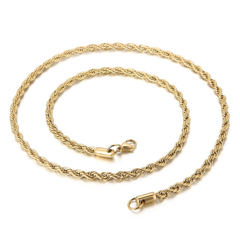 STAINLESS Steel Fried Teig Twists Vakuum Plating Gold Moud Hip Hop Bijouen Mat Halskette Kette Halskette Fir Männer A_voghion.com
