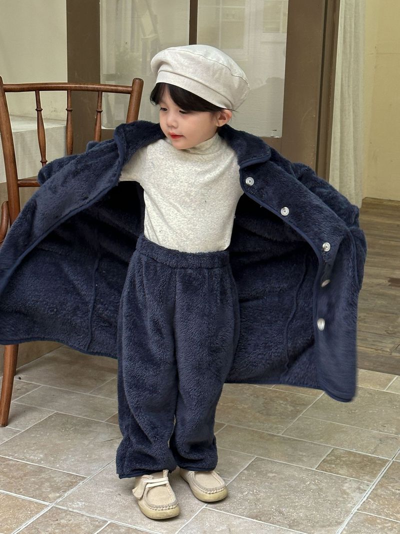 Pijamas de franela para niños, camisón largo de otoño/invierno para bebés, conjunto de ropa de casa de terciopelo Coral para niños y niñas_voghion.com