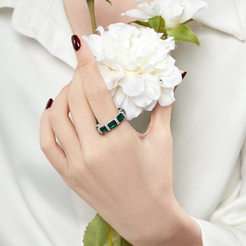 Heiße Verkäufe Heiße Verkäufe TBCYD Smaragd High Carbon Diamant Eternity Ringe Für Frauen S Sier 5A Zirkon Edelstein Hochzeit Band Finger Ring Fein_voghion.com