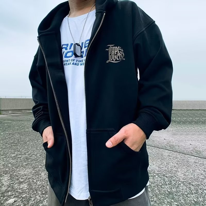 New zippered hoodie men's winter cardigan oversized loose plush and thick hooded jacket 8XL_voghion.com