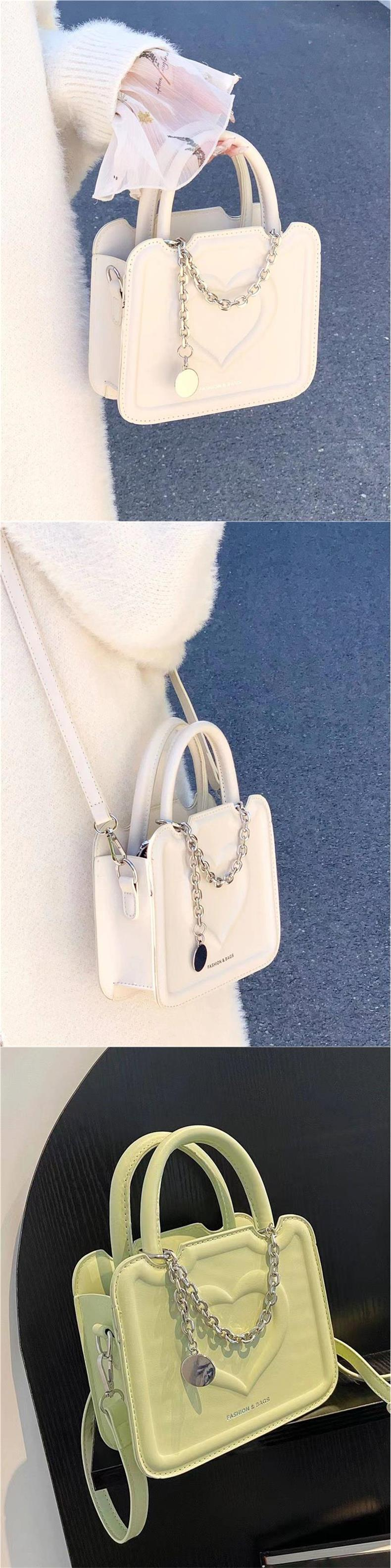 Fashionable High-end Sentimental Heart small Square Bag 2023 Summer New Niche bag temperament all-match handbag Messenger bag_voghion.com