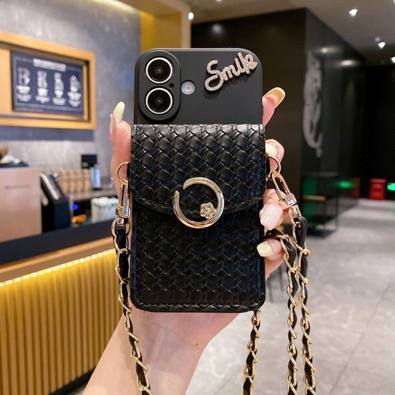 Portemonnee Diamond Case voor Samsung Galaxy A56 A06 A55 A35 A15 A54 S24 FE S25 Ultra A36 A16 Crossbody Strap Lanyard Leren Hoes_voghion.com