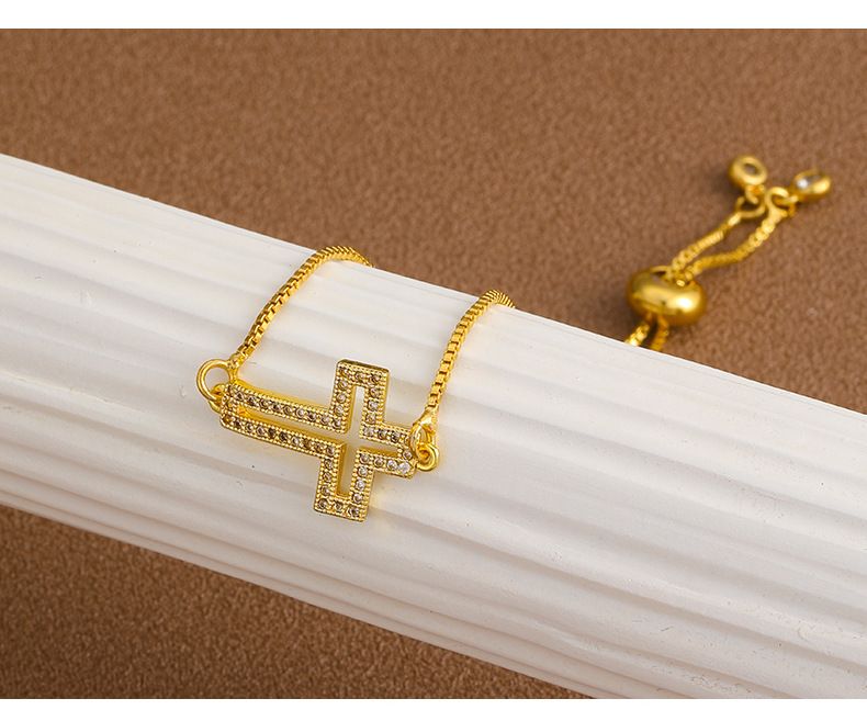 Jewelry Gold Plated Pendant Bracelet Fade Micro Inlaid Zircon Simple Design_voghion.com